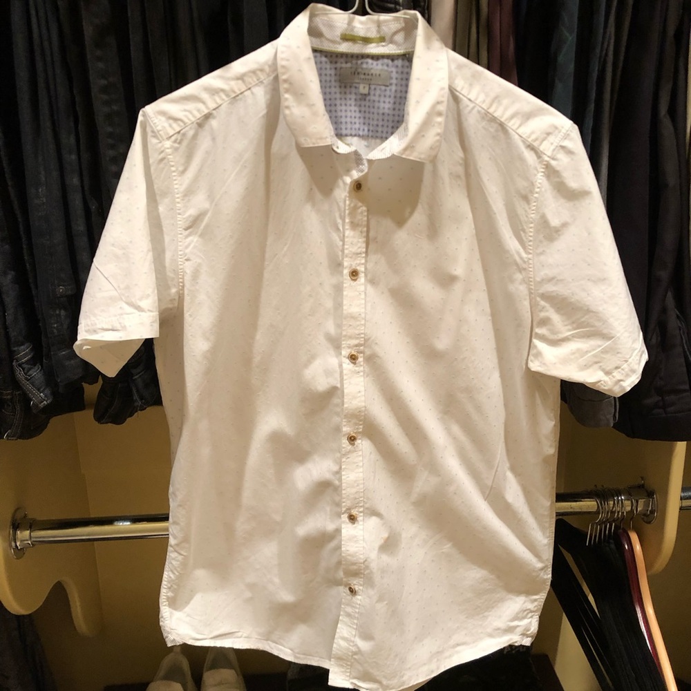 Ted Baker - Short Sleeve Shirt - White / Blue Dots